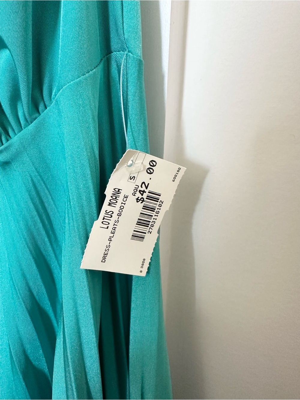 Turquoise Pleated Mini Dress - Picture 3 of 3